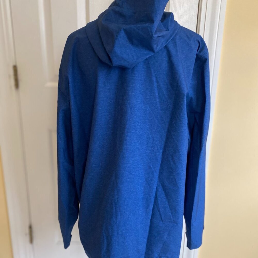 32 DEGREES COOL lightweight breathable lined hooded rain coat, blue, sz L EUC. - Picture 6 of 13